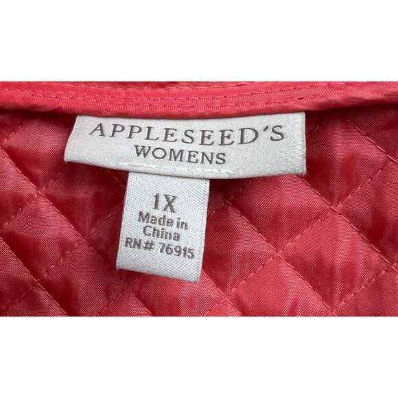 Appleseed's Orange Coral Quilted Barn Jacket Plus 1X Country Chic Cottagecore - Picture 15 of 16